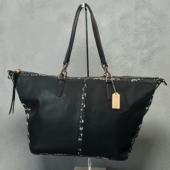 Coach Handbags - Coach Bleecker Two Tone Python Embossed Leather Cooper Satchel
Black/Gold #27984